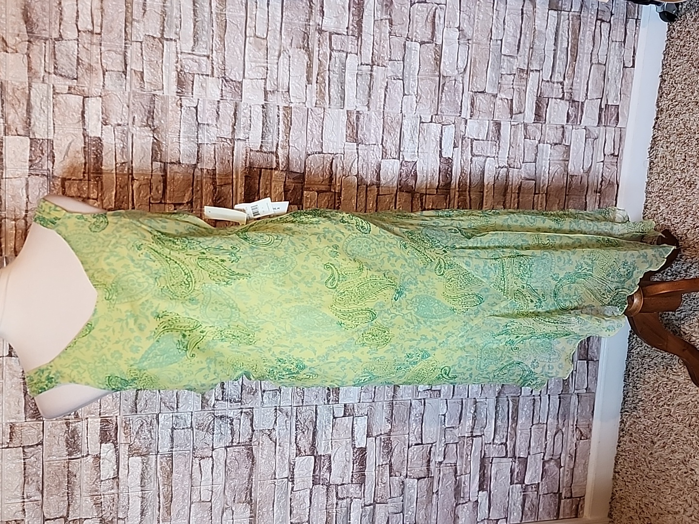 Jonathan Martin Studio Brand New Green Paisley Sleeveless Dress